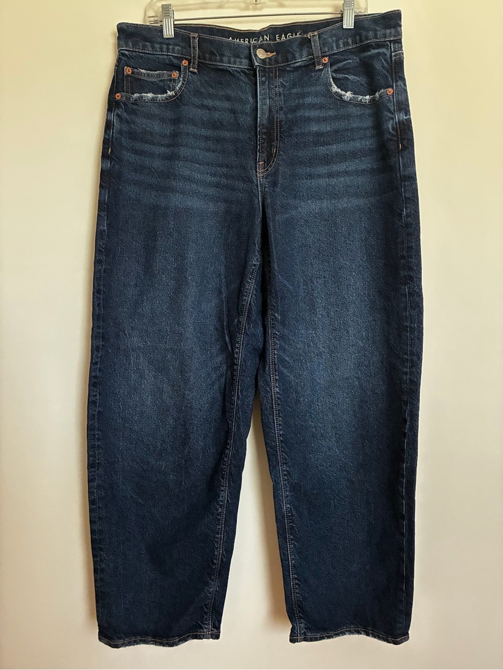 American Eagle Outfitters Womens Dark Wash Barrel Jeans size 12